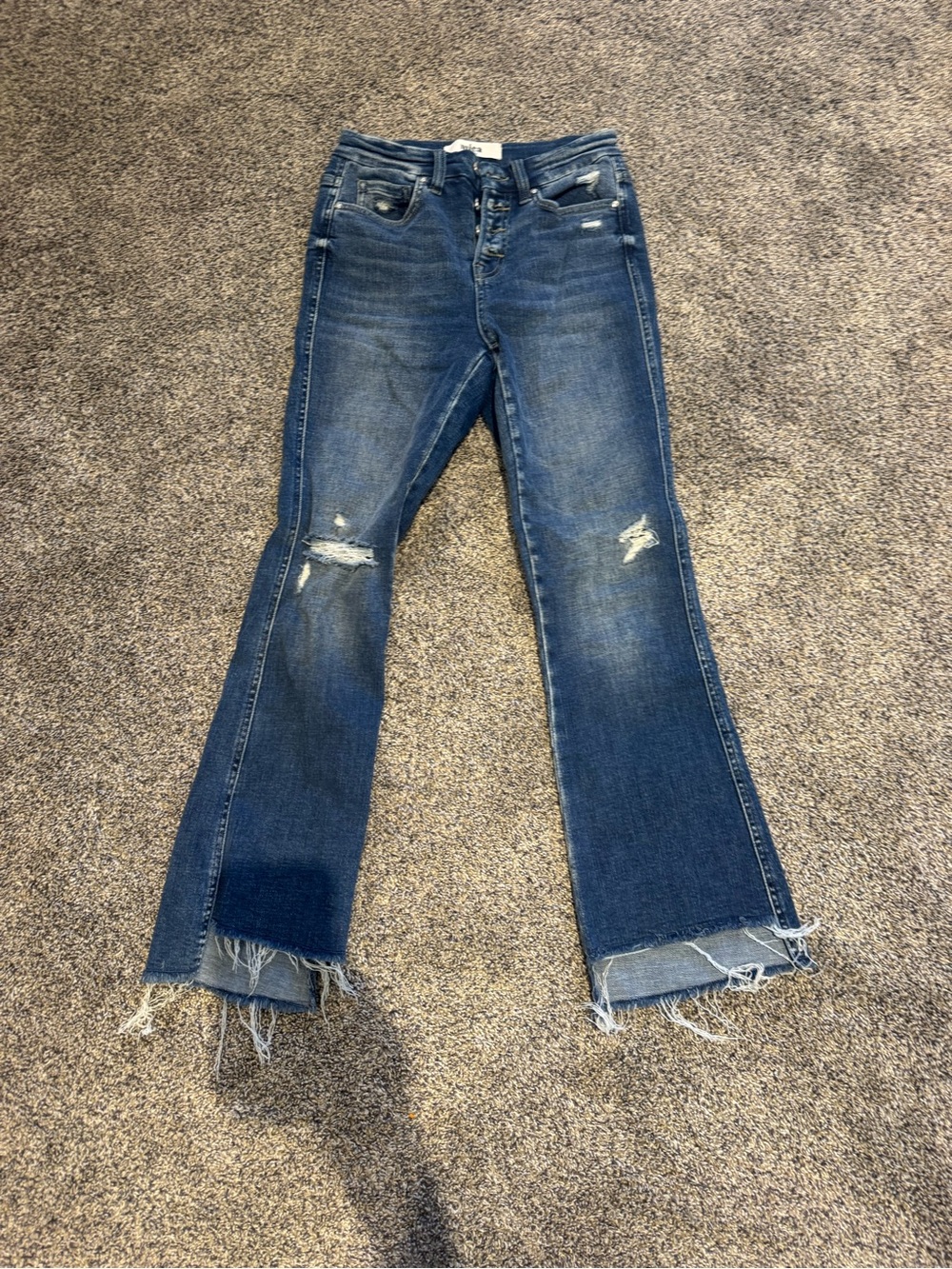 Misa Los Angeles Medium Wash Distressed Flare Jeans